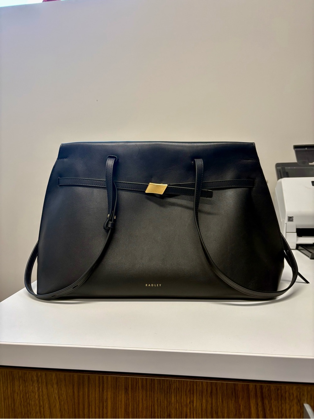 RADLEY LONDON Black Leather Tote with Gold Hardware - Picture 8 of 9